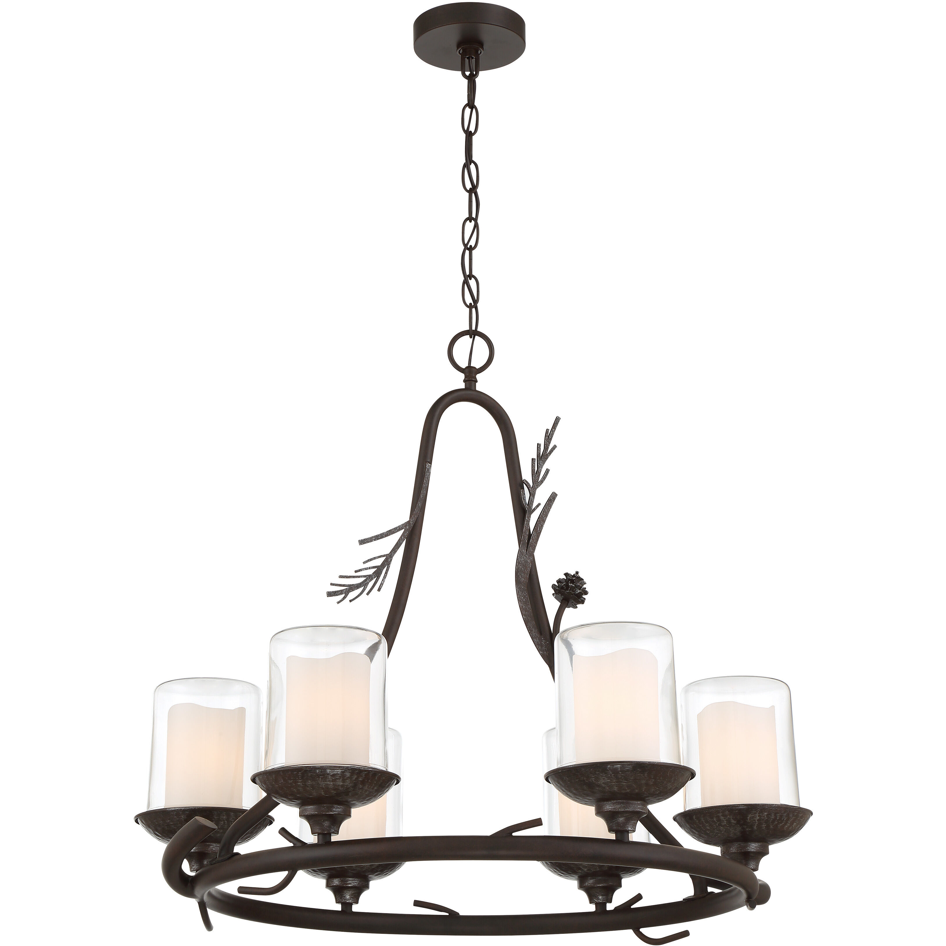 Ponderosa Ridge 6 Light 28 inch Weathered Spruce/Silver Highlights Chandelier Ceiling Light