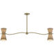Gable 4 Light 54 inch Antique Natural Brass Linear Chandelier Ceiling Light in Storm Blue