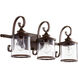 San Miguel 3 Light 26.75 inch Vintage Copper Vanity Light Wall Light, Clear Seeded