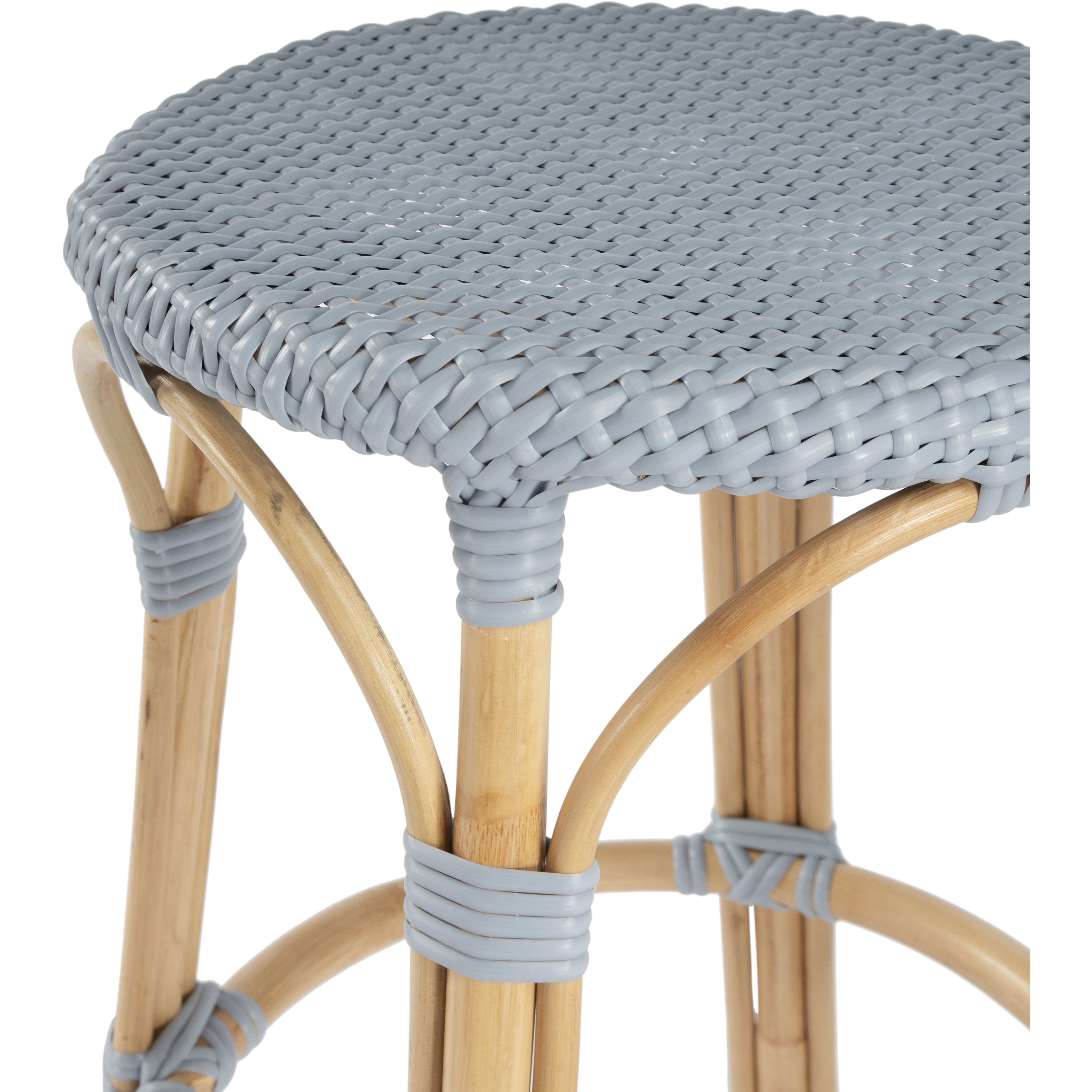 Tobias Rattan Round 24" Counter Stool in Baby Blue