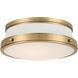Purelight 2 Light 15 inch Legacy Brass Flush Mount Ceiling Light in Legacy Brass and Off White