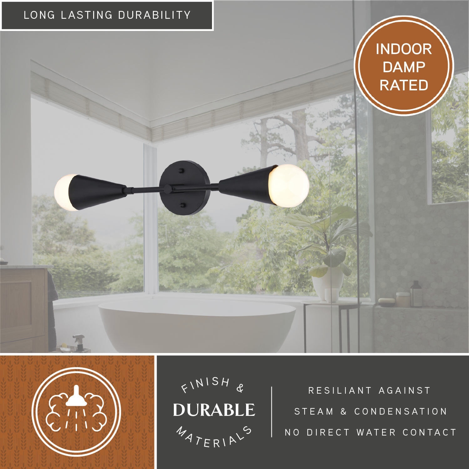 Zurich 2 Light 18 inch Matte Black ADA Wall Light