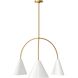 Kelly by Kelly Wearstler Cambre 3 Light 32.38 inch Matte White and Burnished Brass Chandelier Ceiling Light in Matte White / Burnished Brass