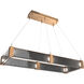 Parallel LED Novel Brass Linear Pendant Ceiling Light in Smoke Granite, 2700K LED, Rectangular
