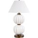 Irena 38.5 inch 150 watt Glossy White Glaze and Antiqued Brass Table Lamp Portable Light