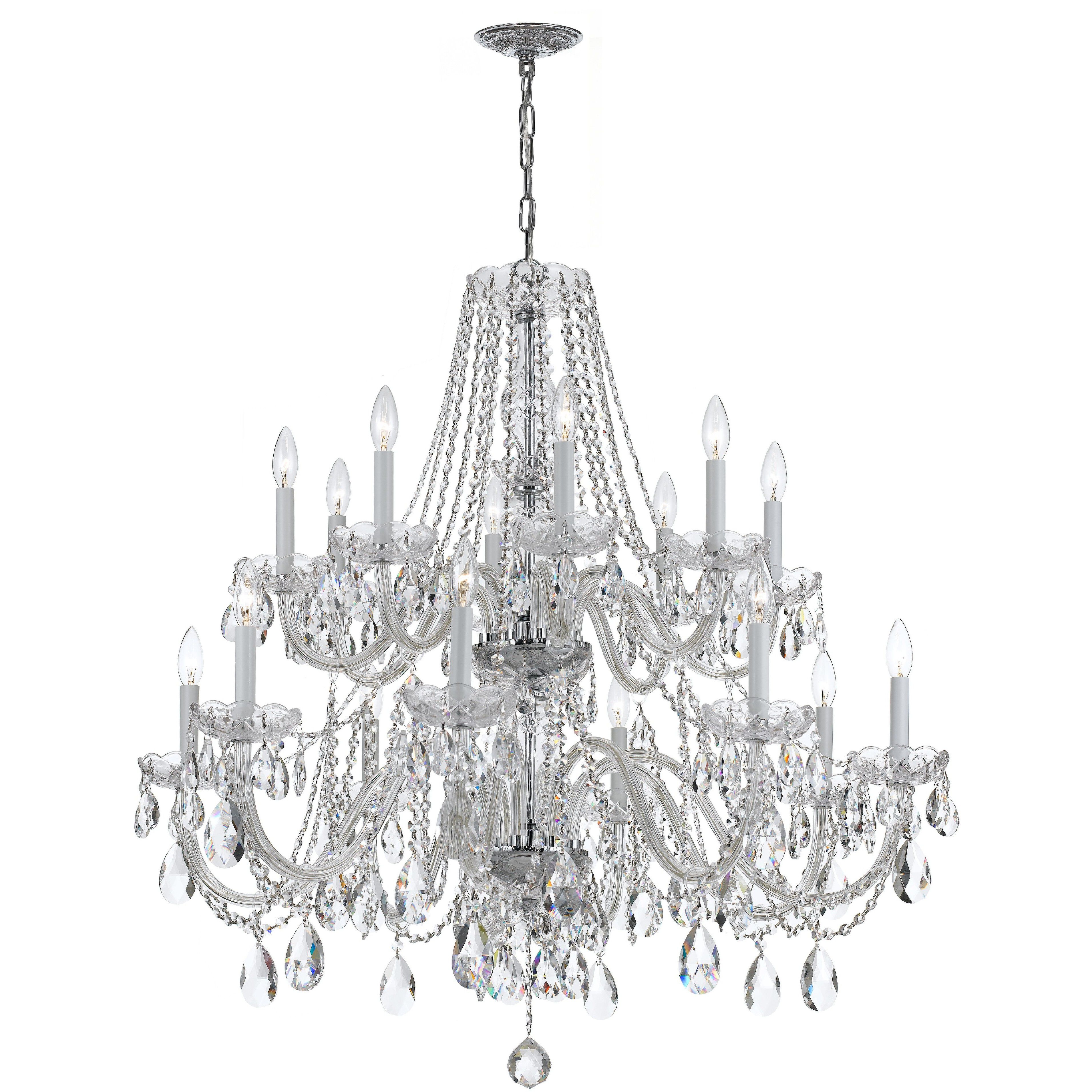 Traditional Crystal 16 Light 37 inch Polished Chrome Chandelier Ceiling Light in Clear Hand Cut