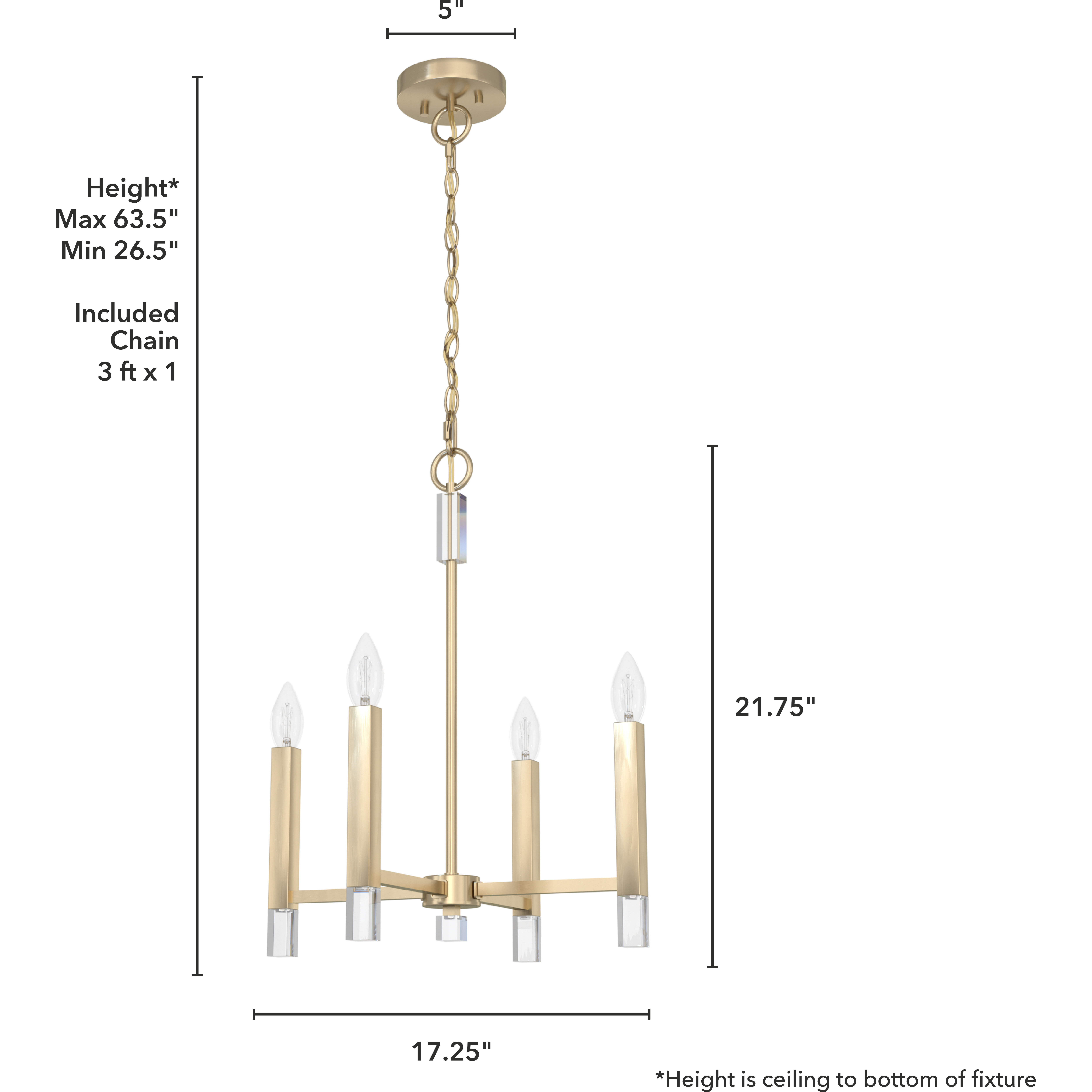Sunjai 4 Light 17 inch Palm Gold Pendant Ceiling Light