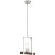 Arabel 1 Light 4 inch Brushed Nickel and Nutmeg Wood Mini Pendant Ceiling Light