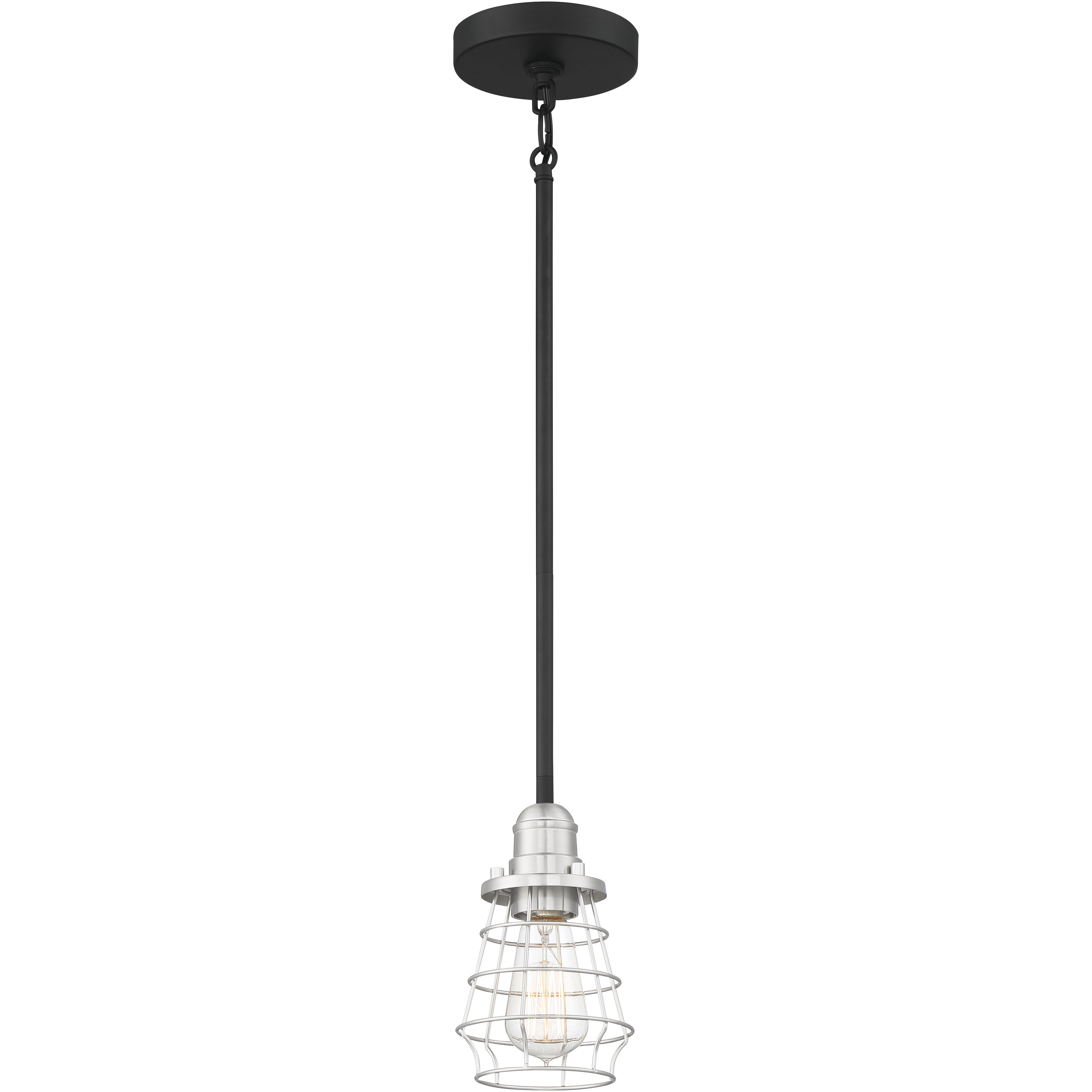 Neighborhood Thatcher 1 Light 5 inch Flat Black/Brushed Polished Nickel Mini Pendant Ceiling Light, Neighborhood Collection
