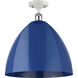 Ballston Plymouth Dome LED 16 inch White and Polished Chrome Semi-Flush Mount Ceiling Light in Matte Blue
