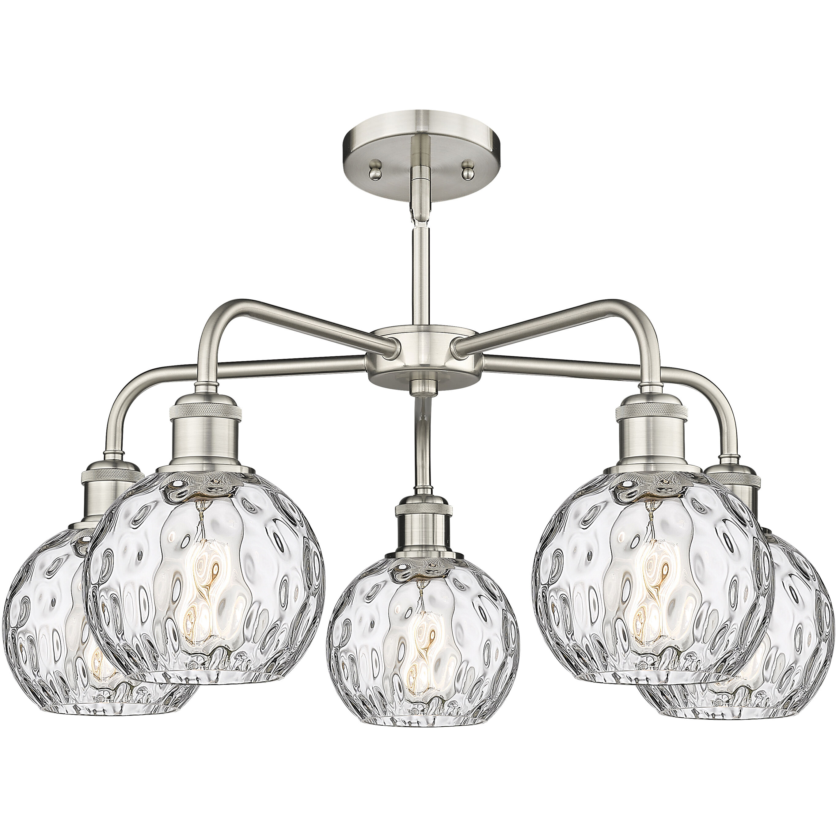 Athens Water Glass 5 Light 23.88 inch Satin Nickel Chandelier Ceiling Light