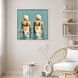 Red / Two Friends at the Beach Turquoise and Beige and Multi and Red Canvas