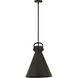 Newton Cone 1 Light 16 inch Matte Black Stem Hung Pendant Ceiling Light