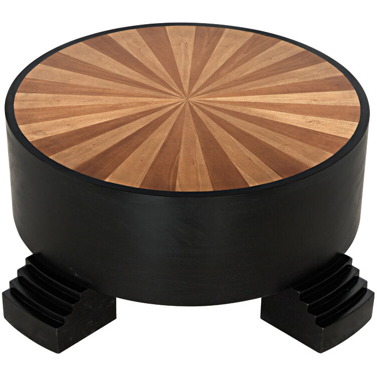 Tambour 44 X 44 inch Hand Rubbed Black with Veneer Top Coffee Table