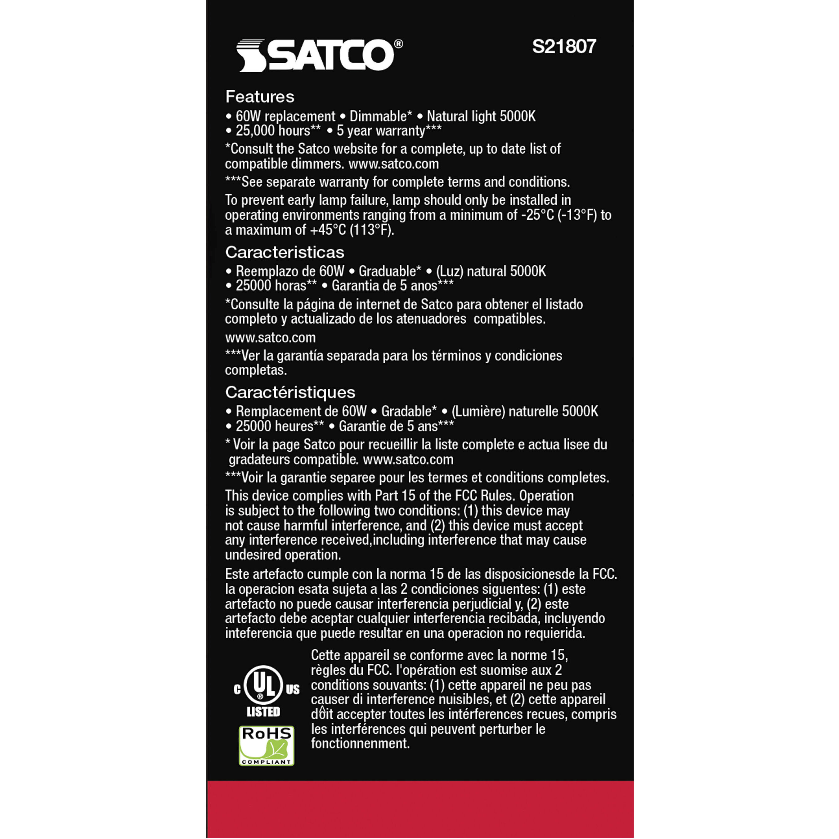 Lumos LED A19 Candelabra E12 9.8 watt 120V 5000K Light Bulb