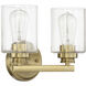 Neighborhood Bolden 2 Light 12.7 inch Satin Brass Vanity Light Wall Light in Clear Seeded