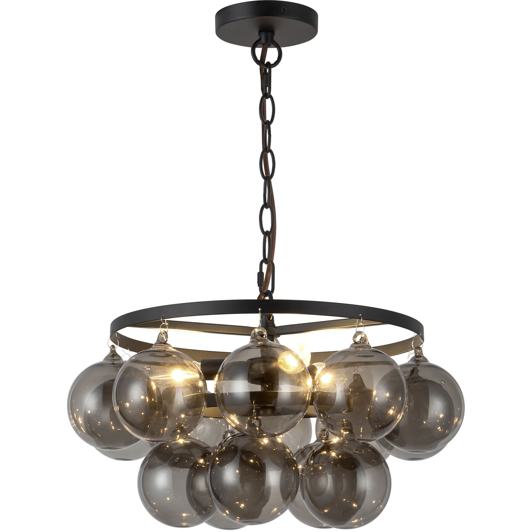 Alora Mood Faye 3 Light 17.75 inch Matte Black and Smoked Solid Glass Chandelier Ceiling Light in Smoked Glass