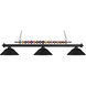Shark 3 Light 60 inch Matte Black Billiard Ceiling Light in Matte Black Steel