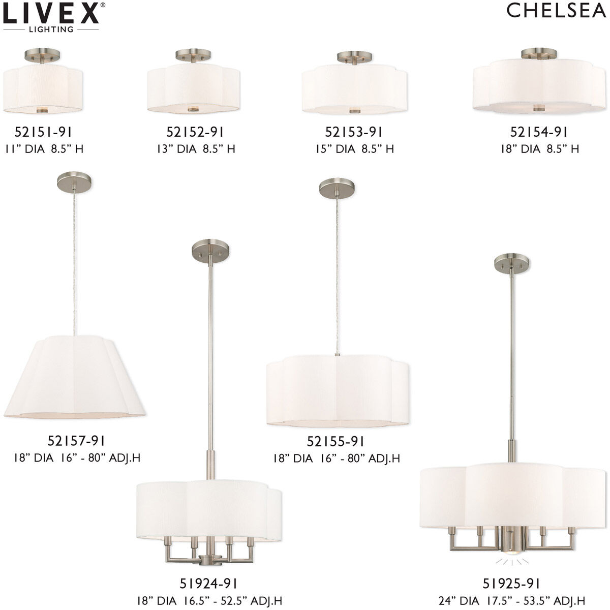 Chelsea 4 Light 18 inch Brushed Nickel Pendant Chandelier Ceiling Light