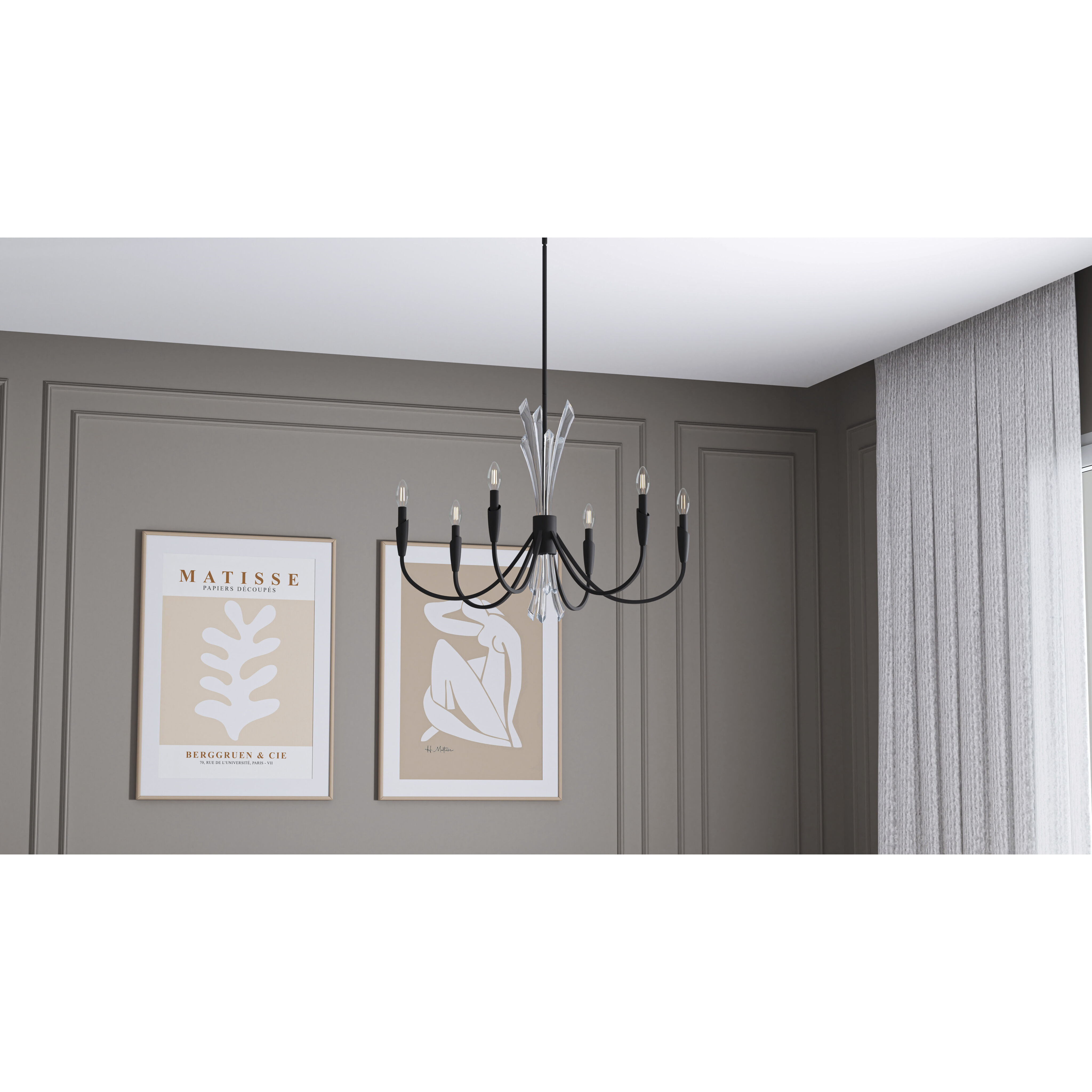 Cecily 6 Light 32 inch Matte Black Chandelier Ceiling Light