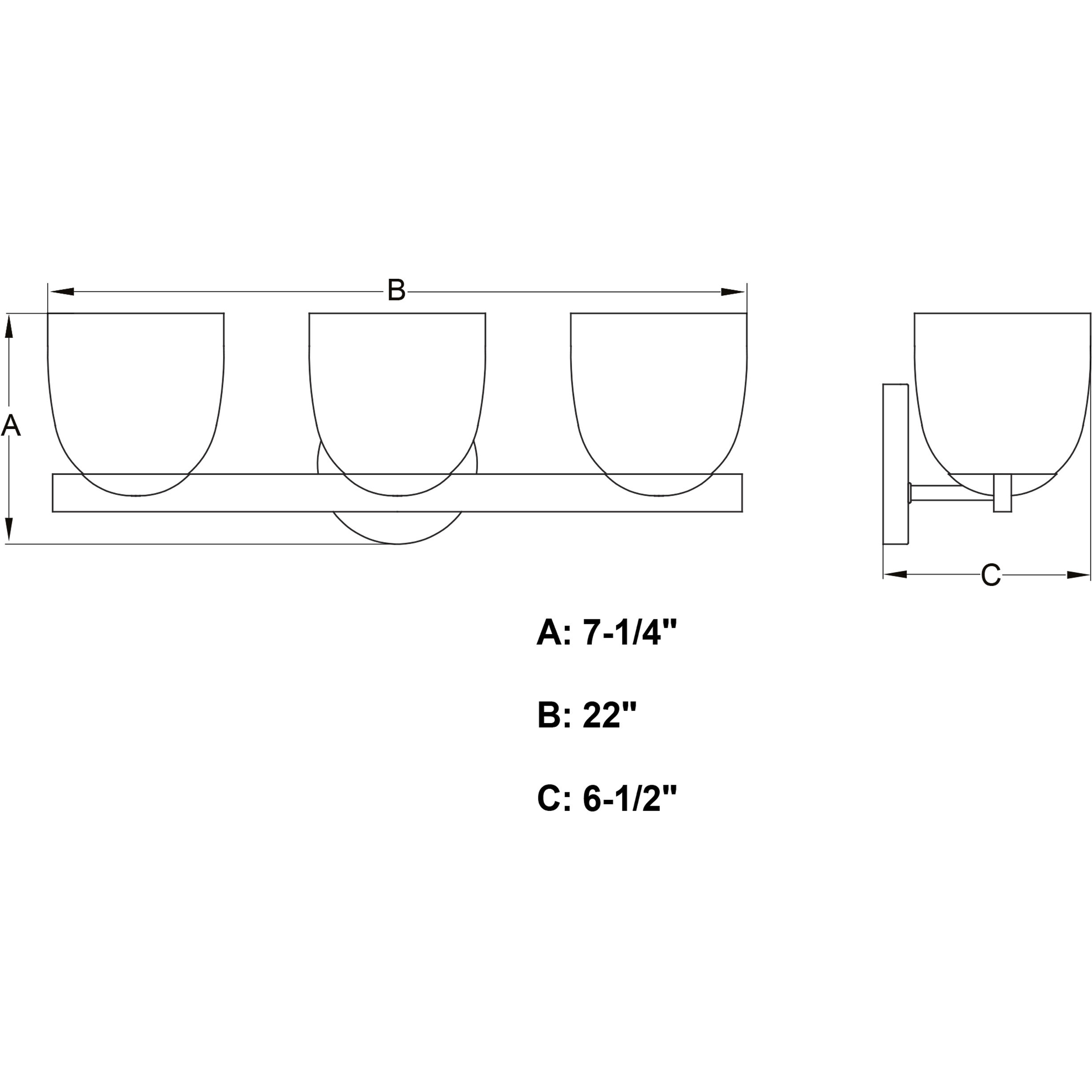 Bosworth 3 Light 22 inch Matte Black Bathroom Light Wall Light