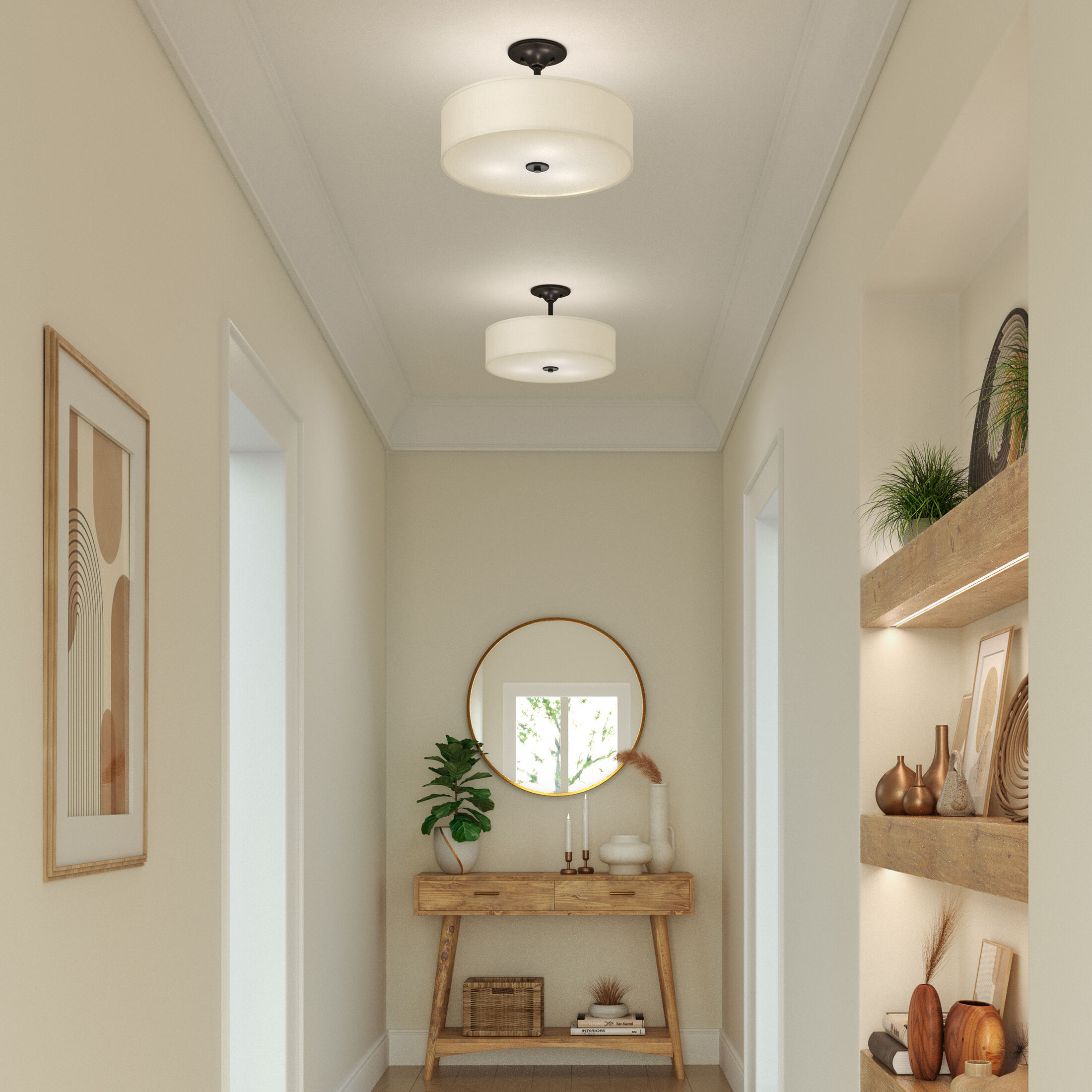 Inspire 3 Light 18 inch Graphite Semi-Flush Mount Ceiling Light