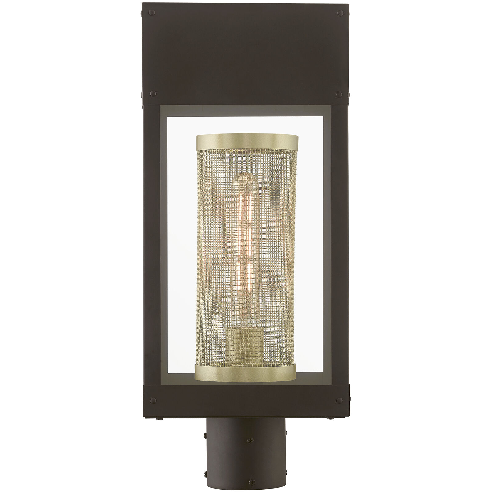 Franklin 1 Light 19 inch Bronze with Soft Gold Candle Outdoor Post Top Lantern