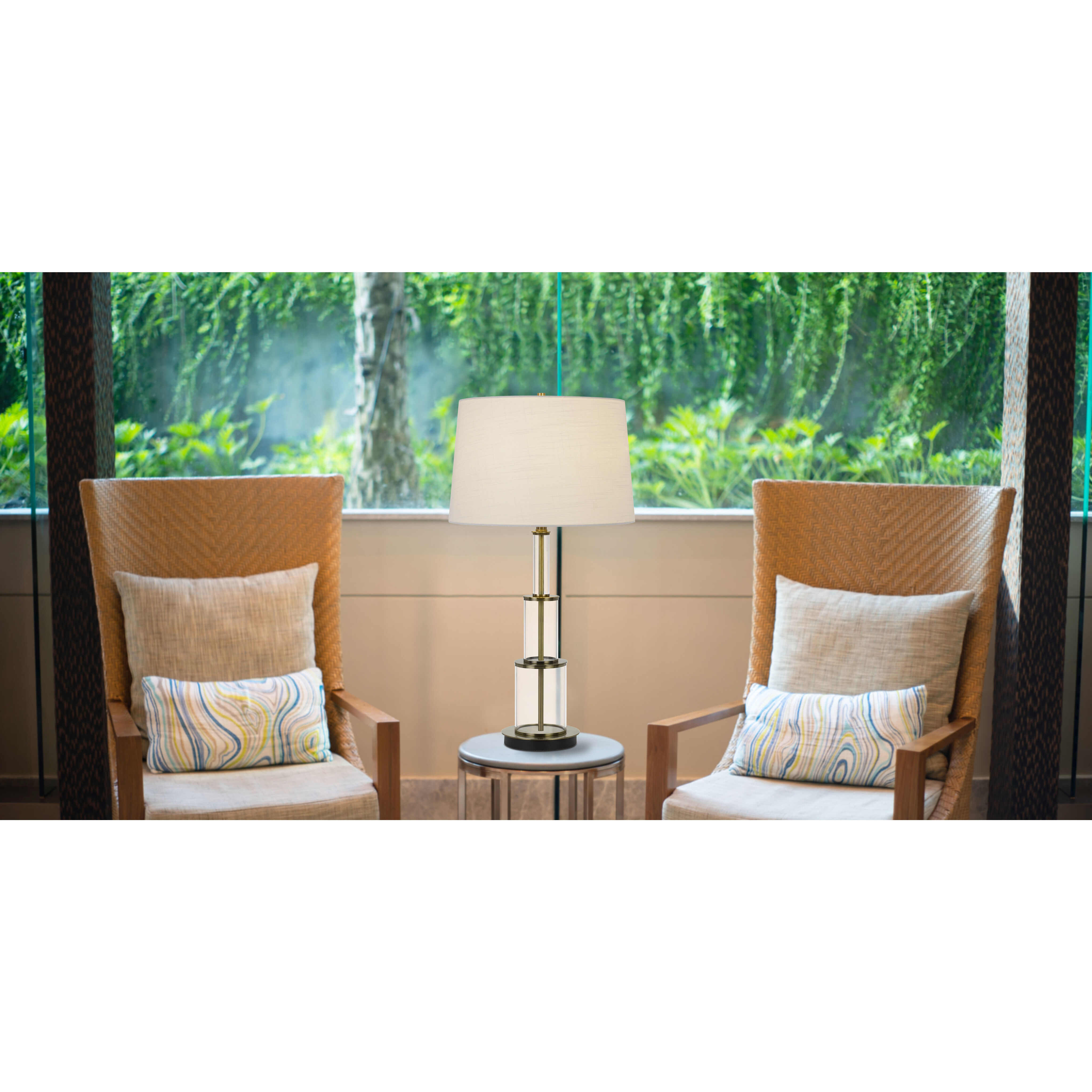 Brest 43 inch 150 watt Antique Brass Table Lamp Portable Light, Pyramid