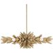 Kasai 6 Light 36.5 inch Natural Rattan and Antique Brass Semi-Flush Mount Ceiling Light