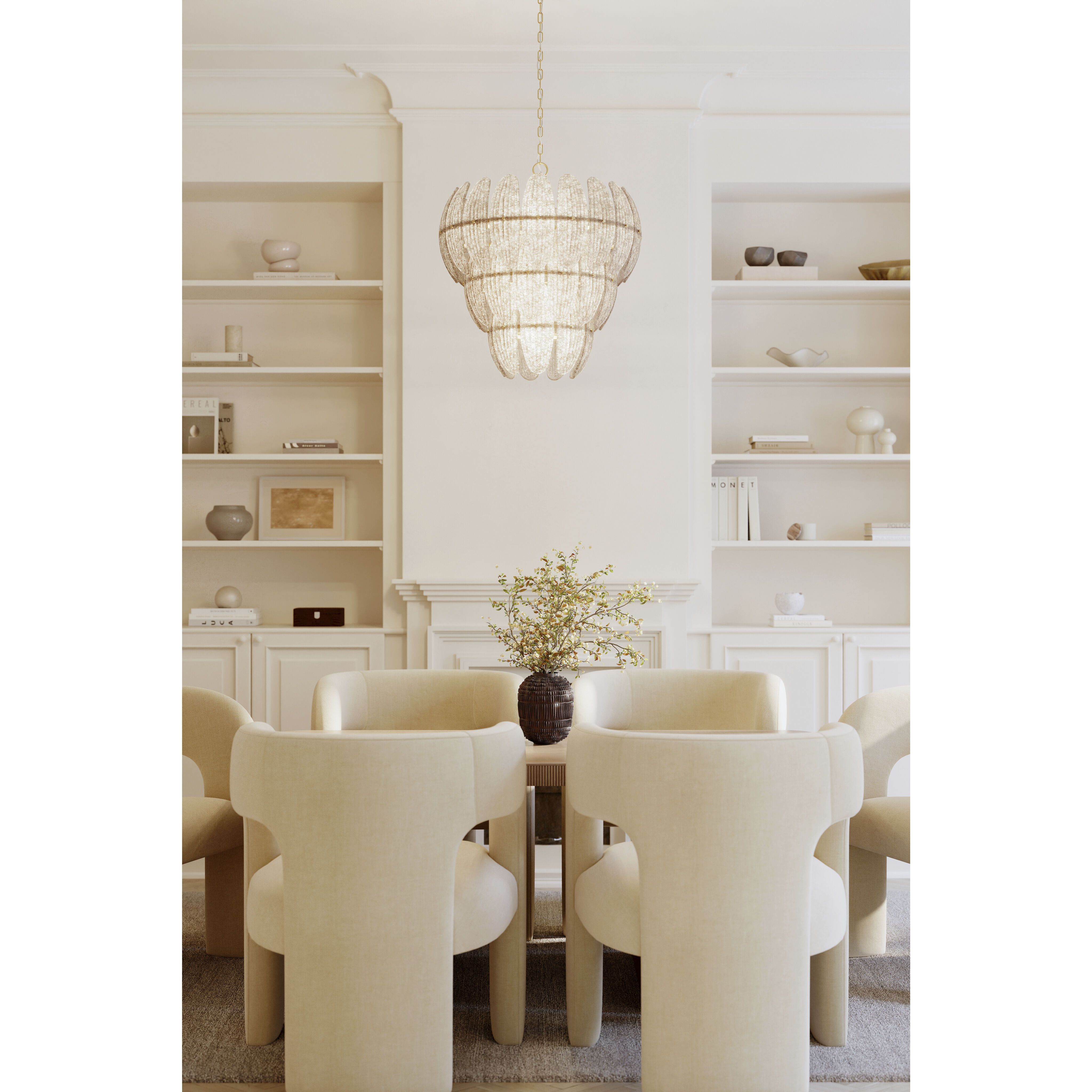 Marclaire 11 Light 26.5 inch Legacy Brass Pendant Ceiling Light in Grey Textured Handmade Glass