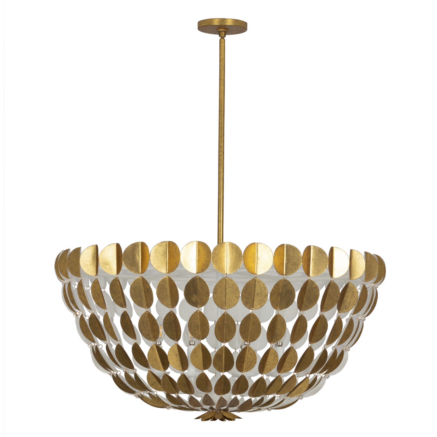 Amor 8 Light 36 inch Oxidized Gold Leaf And White Chandelier Ceiling Light