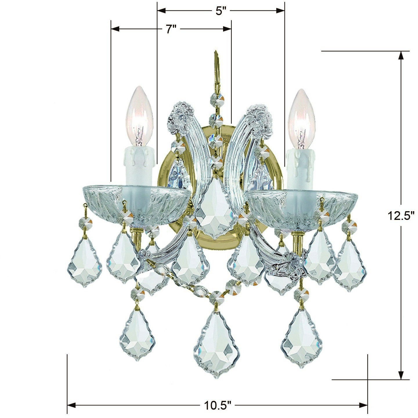 Maria Theresa Sconce Wall Light in Clear Swarovski Strass, Gold