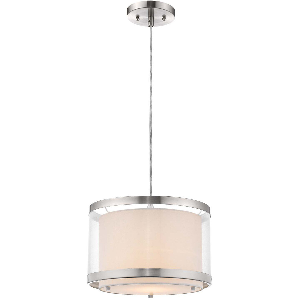 Lux 1 Light 12 inch Brushed Nickel Pendant/Semi-Flush Ceiling Light