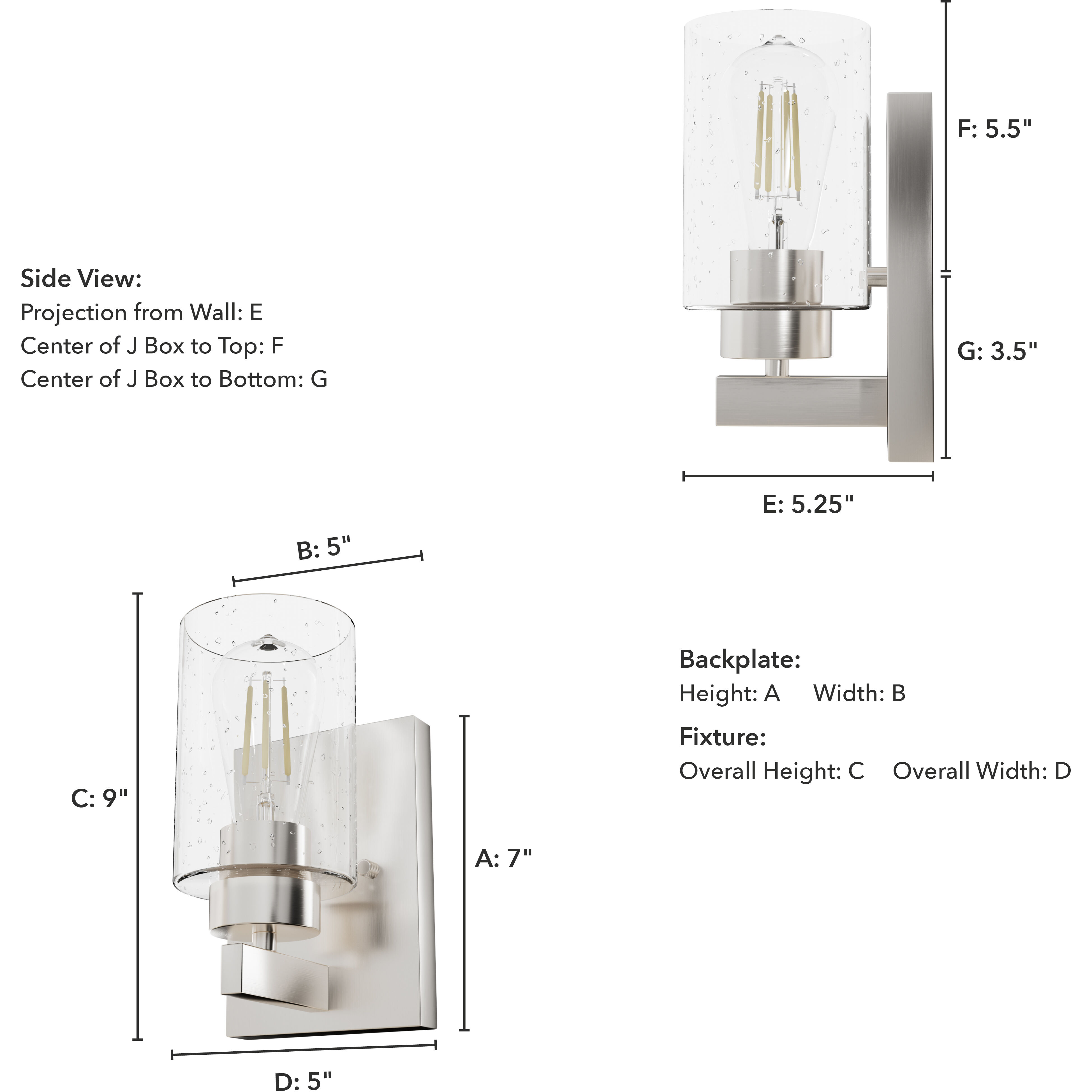 Hartland 1 Light 5 inch Brushed Nickel Wall Sconce Wall Light, Small
