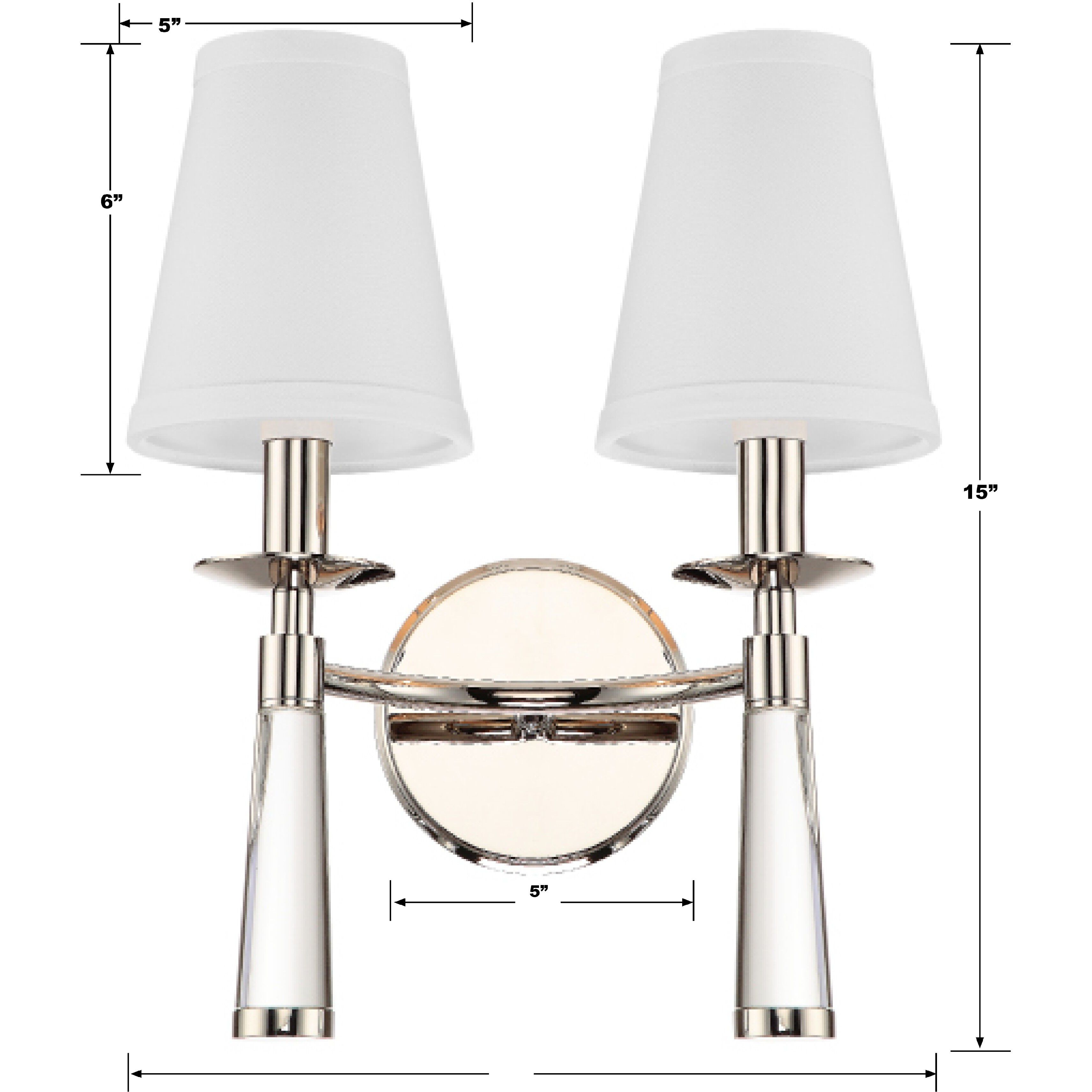 Baxter 2 Light 12 inch Polished Nickel Sconce Wall Light