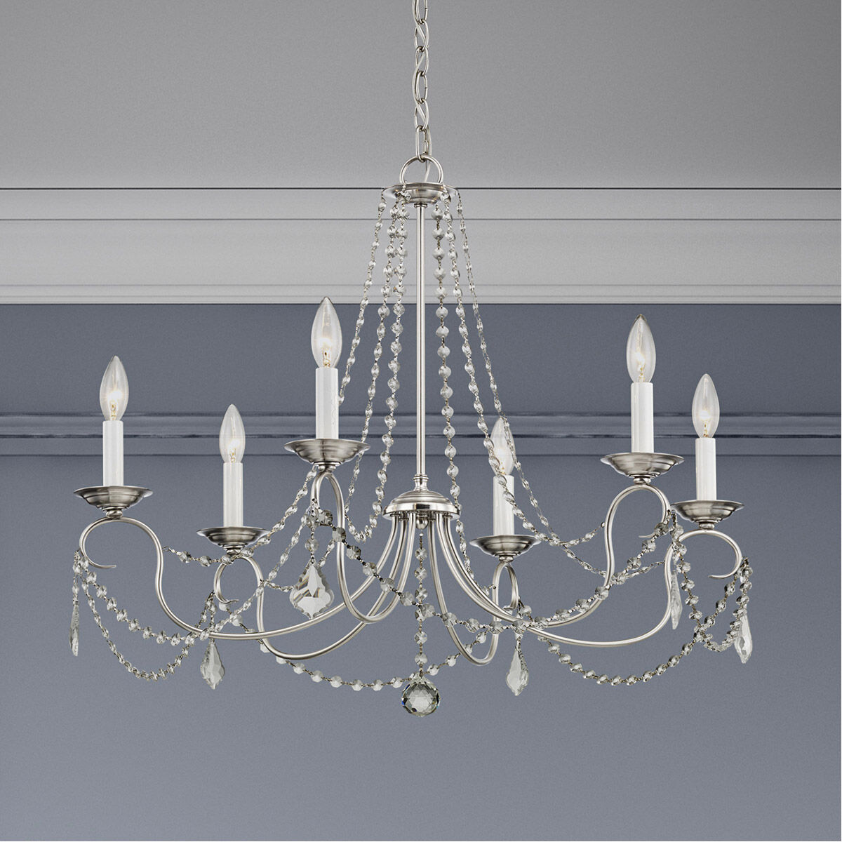Pennington 6 Light 28 inch Brushed Nickel Chandelier Ceiling Light