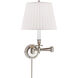 Candle Stick 19 inch 60.00 watt Polished Nickel Swing Arm Wall Light in Silk