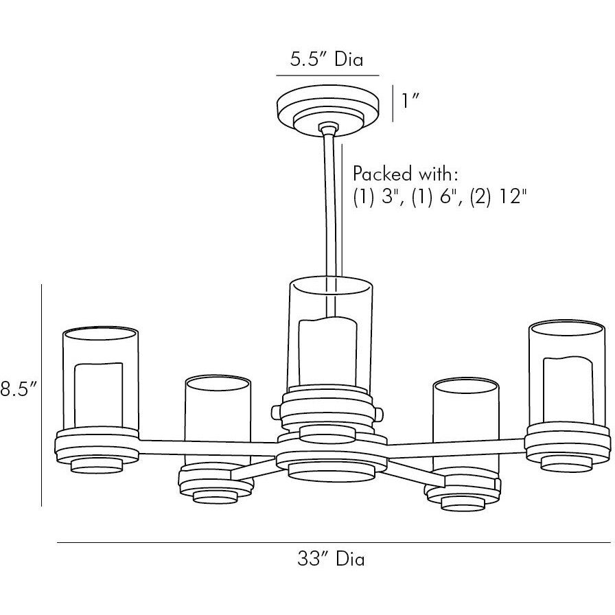 Sumter 5 Light 33 inch Black and Bronze with Natural Wood Candle Chandelier Ceiling Light, Beth Webb