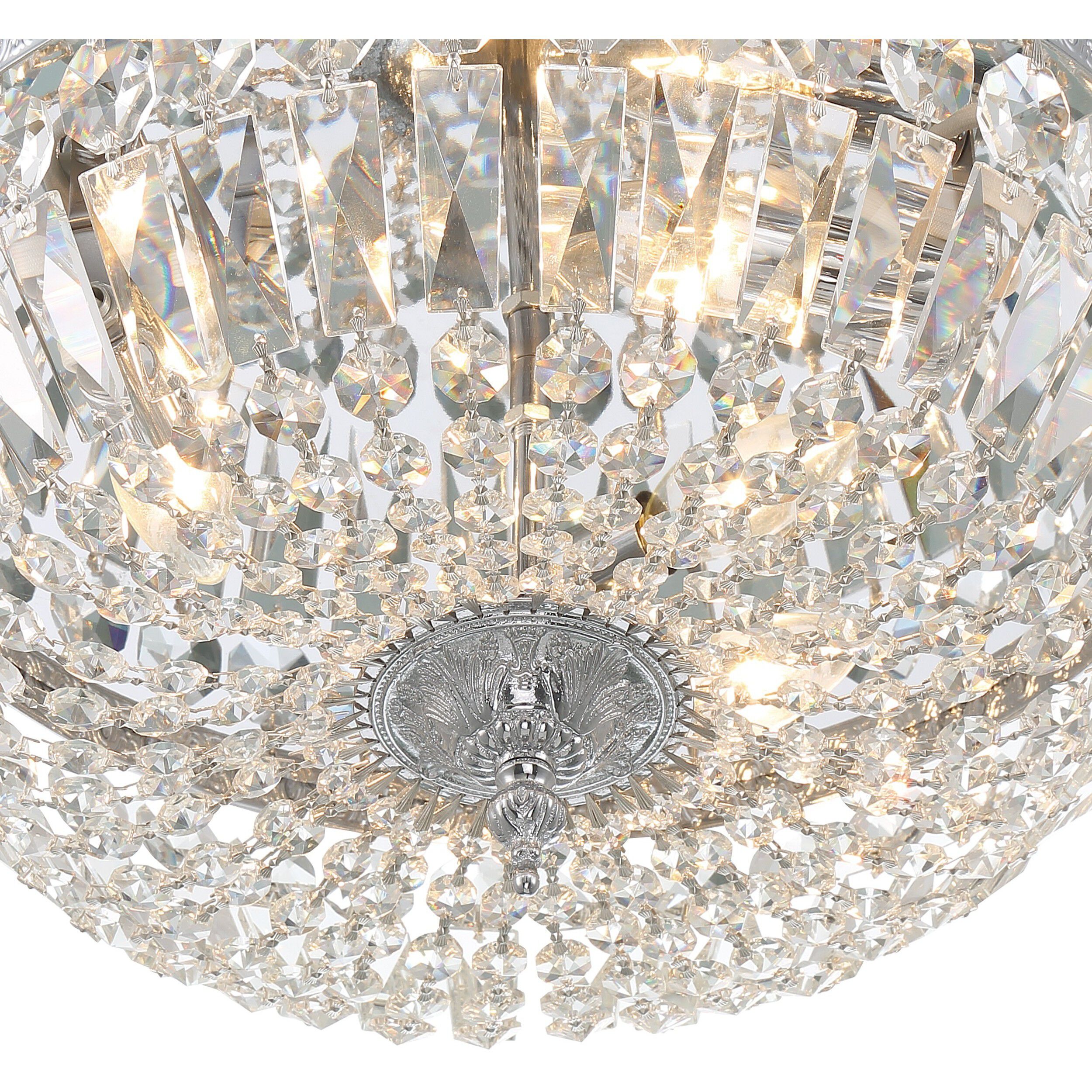 Waltham 3 Light 16 inch Polished Chrome Flush Ceiling Light in Clear Hand Cut