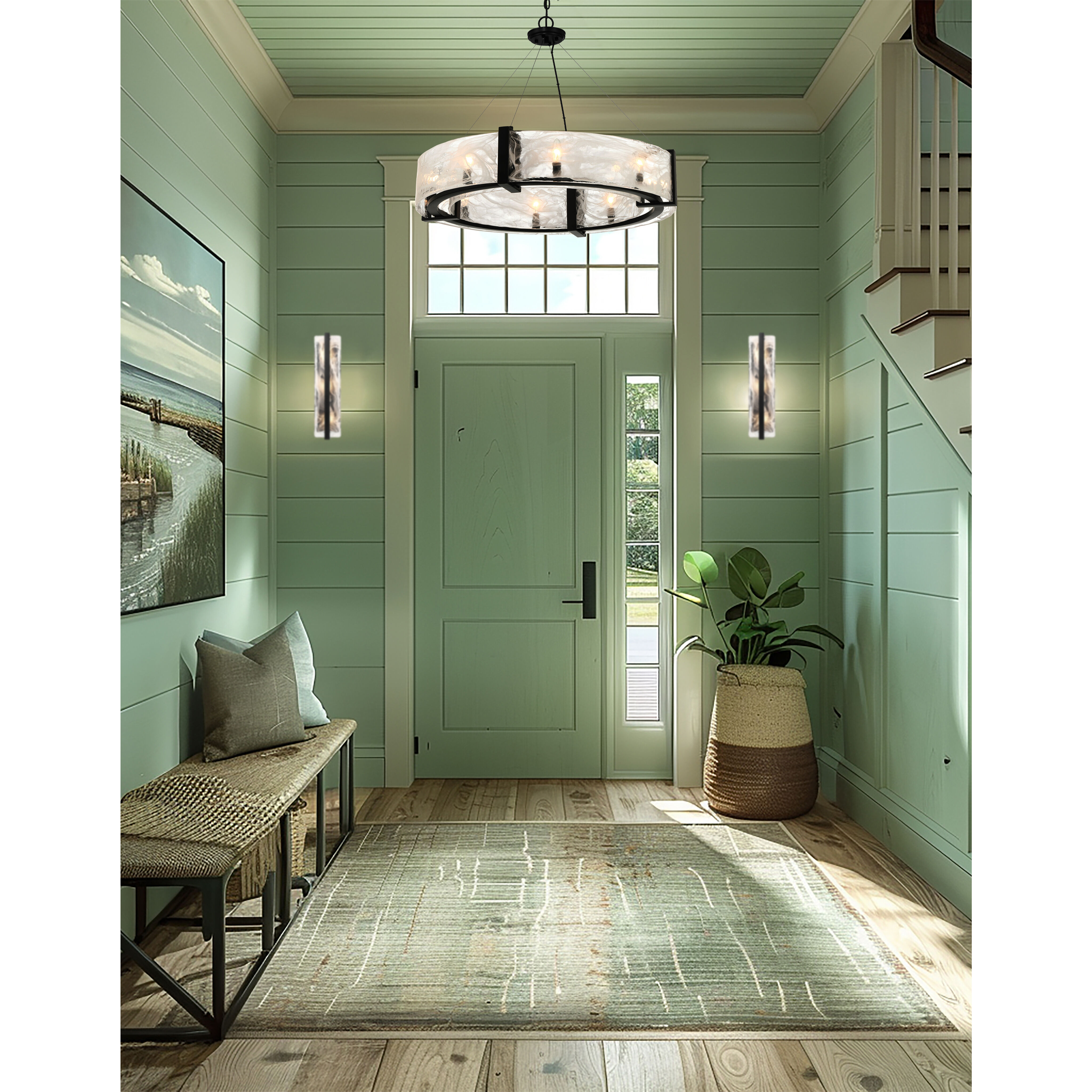 Cloud Break 8 Light 32.5 inch Coal Pendant Ceiling Light