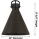Newton Cone 1 Light 16 inch Polished Nickel Stem Hung Pendant Ceiling Light