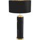Newman 29.53 inch 40 watt Black Marble with Antique Brass Table Lamp Portable Light