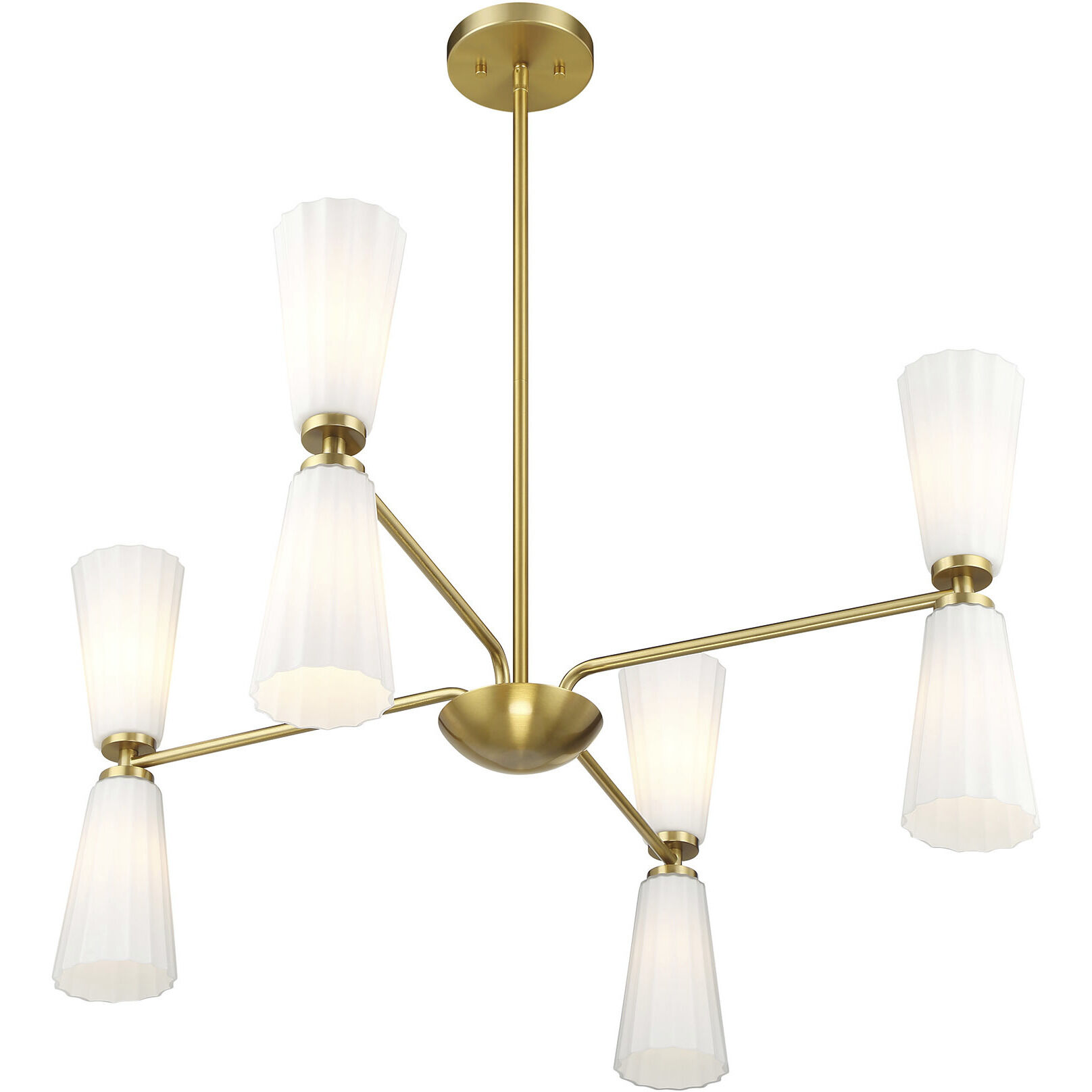 Contemporary 8 Light 32 inch Natural Brass Chandelier Ceiling Light
