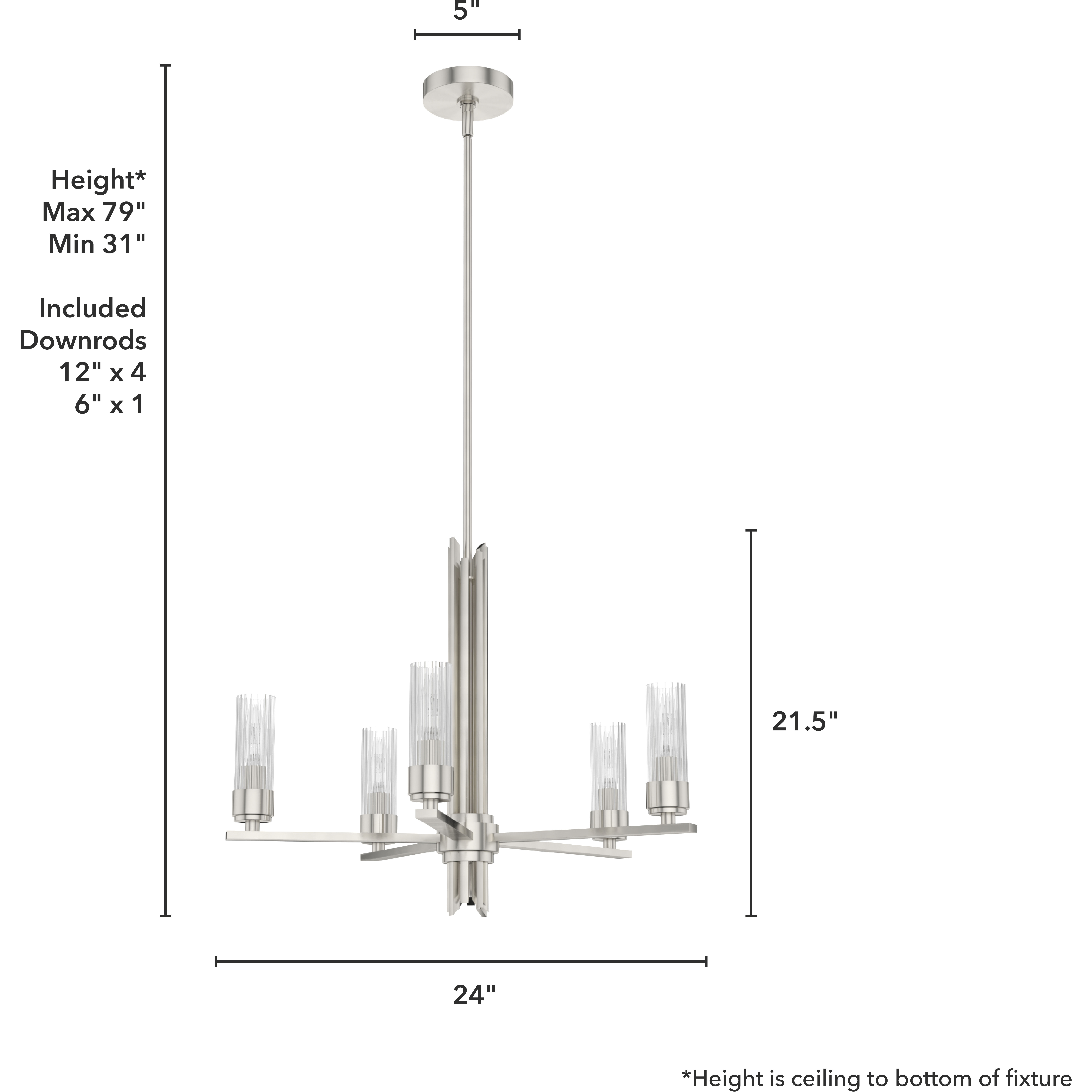 Gatz 5 Light 24 inch Brushed Nickel Chandelier Ceiling Light