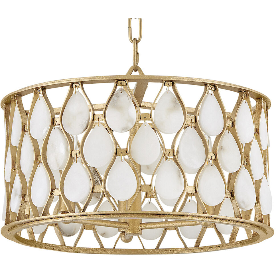 Estie 3 Light 16 inch Piastra Gold Semi-flush Mount Ceiling Light