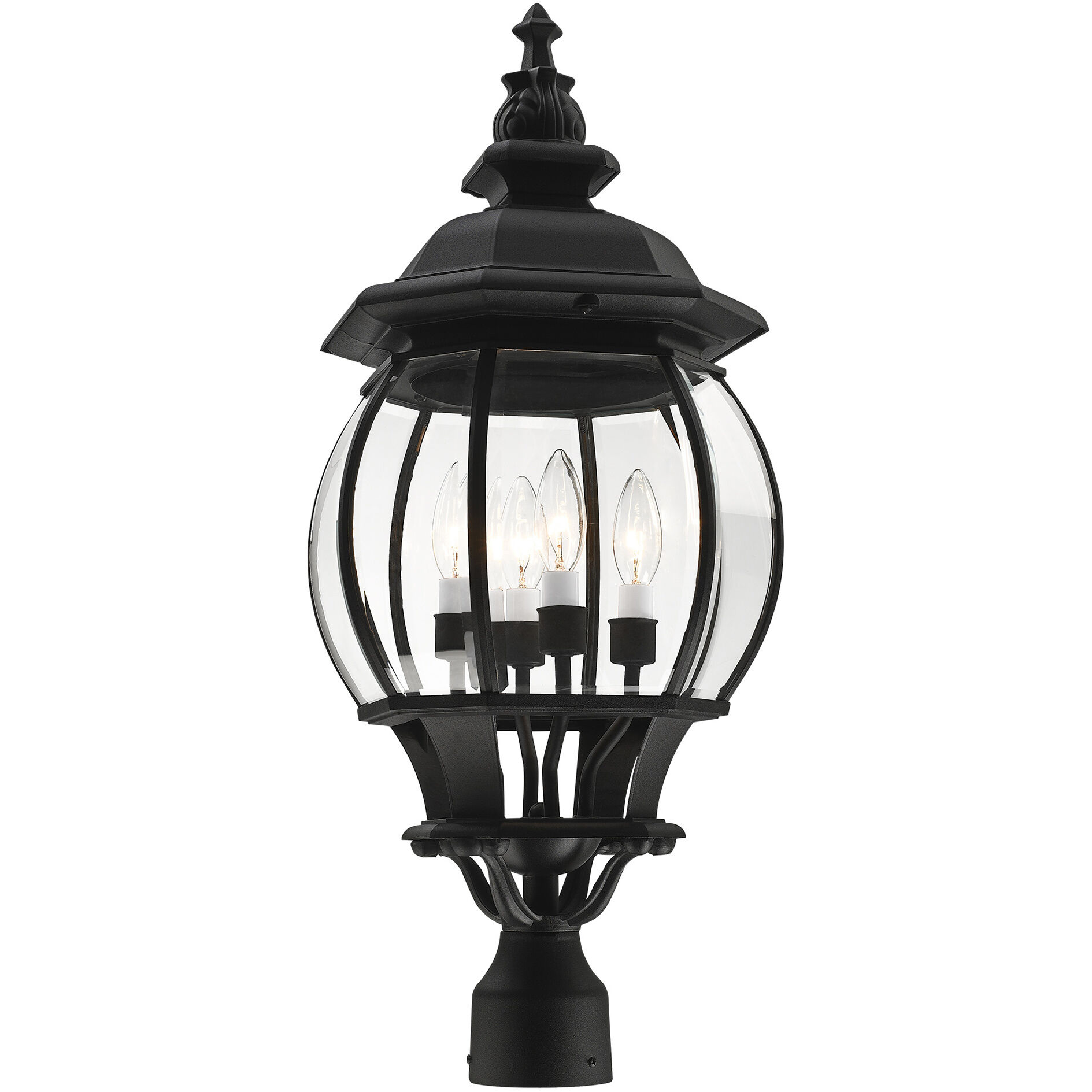 Frontenac 4 Light 27 inch Textured Black Outdoor Post Top Lantern