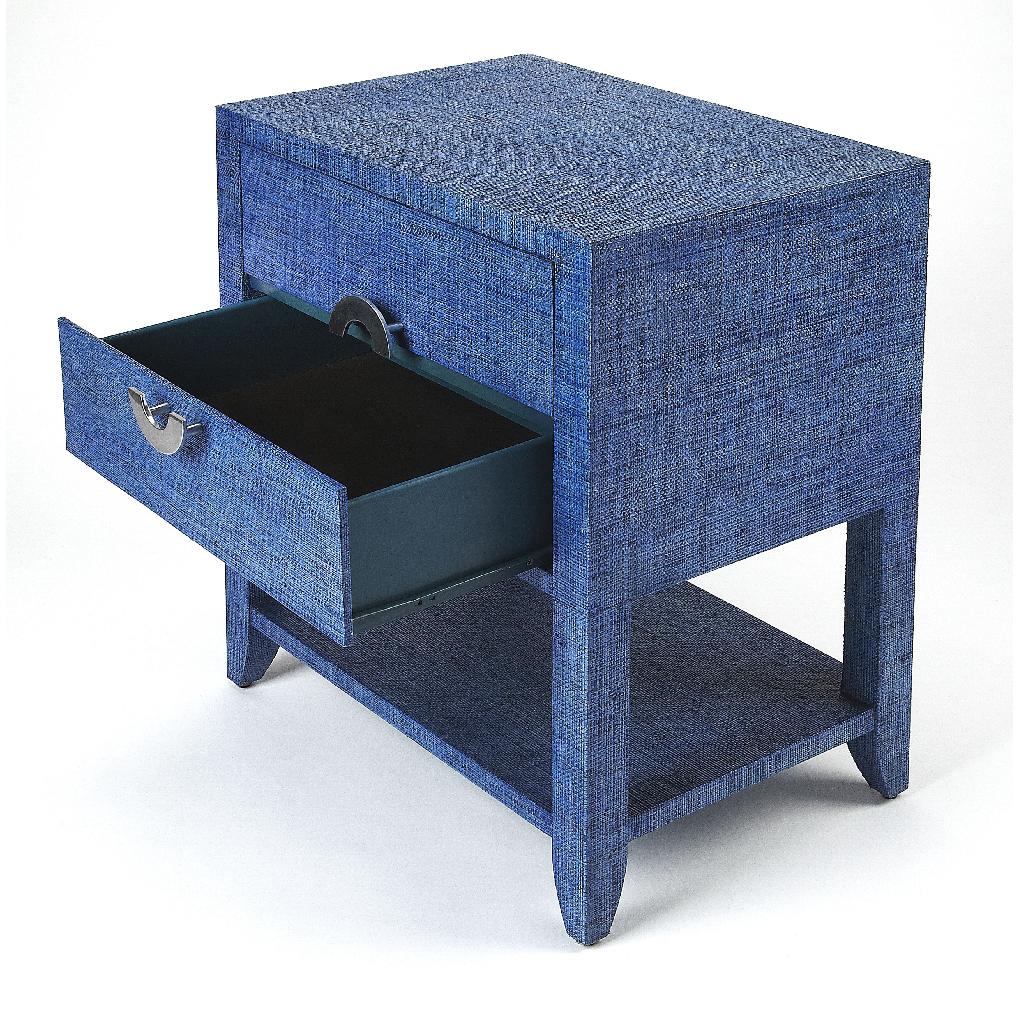 Butler Loft Amelle Blue Raffia 28 X 24 inch Navy Raffia Accent Table