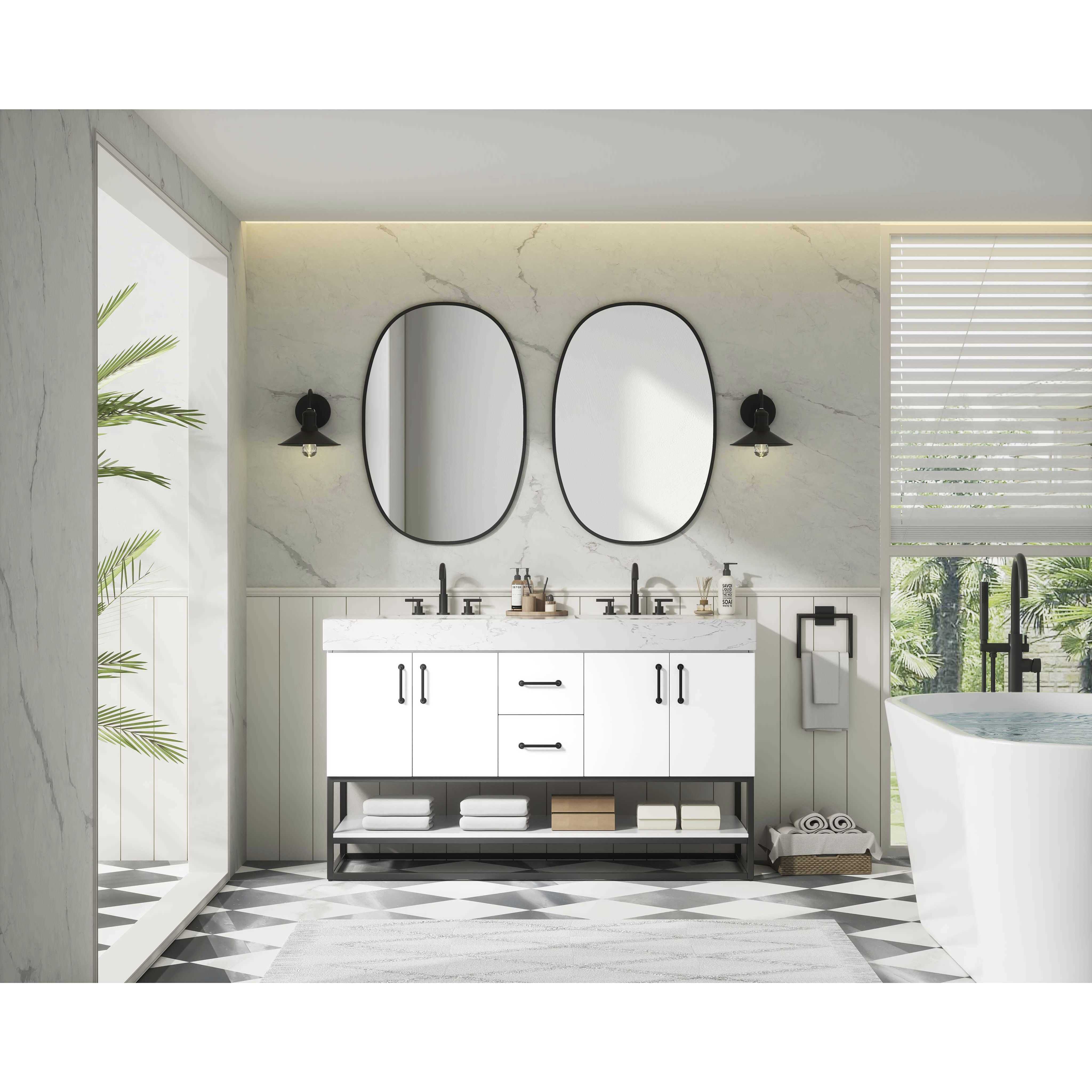 Caroline 54 X 34 inch White Bathroom Vanity Cabinet