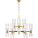 AERIN Asalea LED 34 inch Hand-Rubbed Antique Brass Two-Tier Chandelier Ceiling Light, Medium