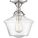 Mid-Century Modern 1 Light 9 inch Polished Nickel Semi-Flush Ceiling Light